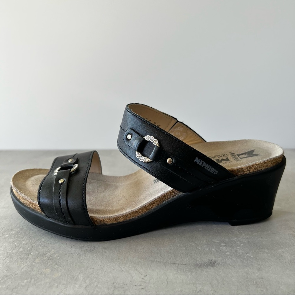 Mephisto Naiade Leather wedge slide sandal size 36